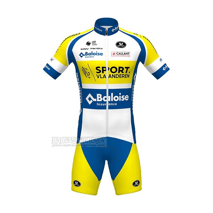 2021 Cycling Jersey Sport Vlaanderen-Baloise Blue White Yellow Short Sleeve and Bib Short